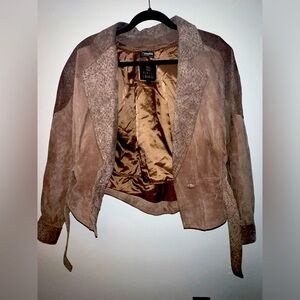 Byrnes & Baker vintage brown leather bomber jacket coat with thinsulate lining M